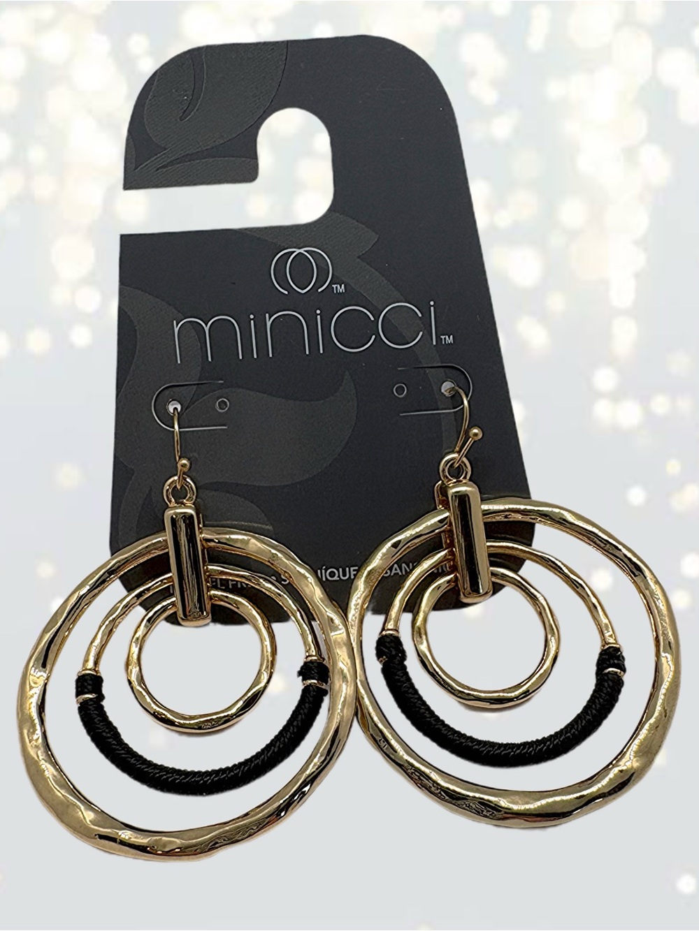 Minicci Gold-Tone + Black Dangle Earrings